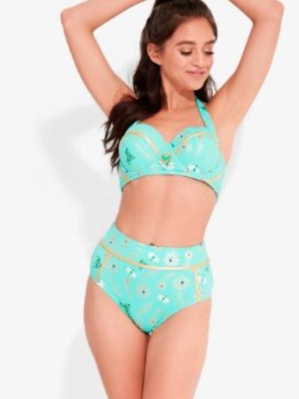 Disney Jasmine Swim Set 3-Piece Bikini + Kimono Cover Up NWT Hot Topic Peacock - Picture 5 of 14
